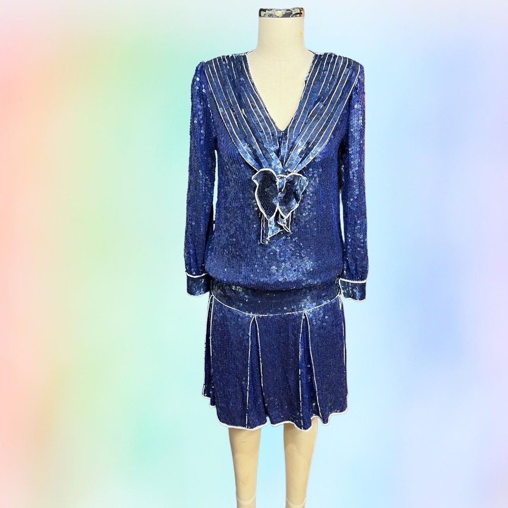 80s does 20s flapper inspired sequin and beaded dress from Judith Ann Creations